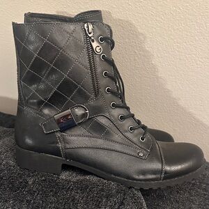 G by Guess Black Quilted Combat Boots